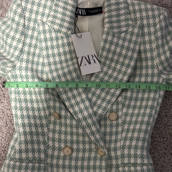 Zara Mint and Cream Houndstooth Blazer - Picture 7 of 8